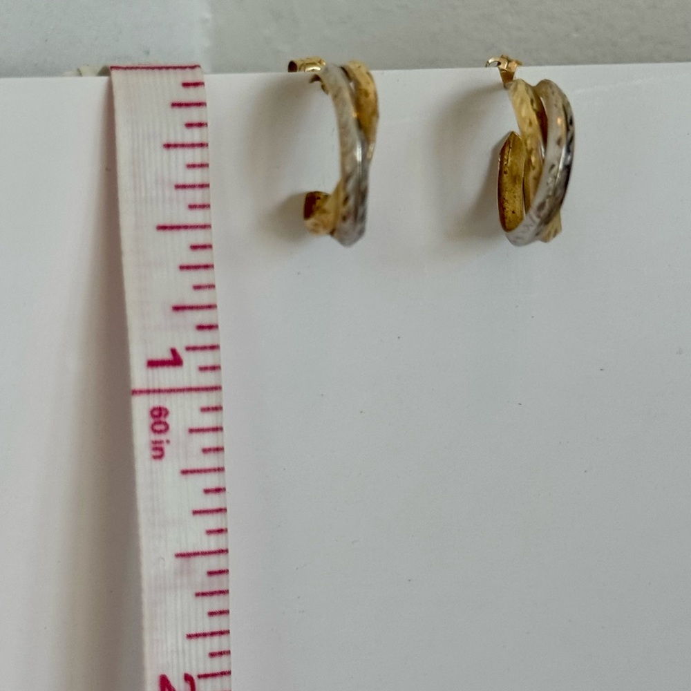 10k white and yellow gold Twisted Hoop Earrings